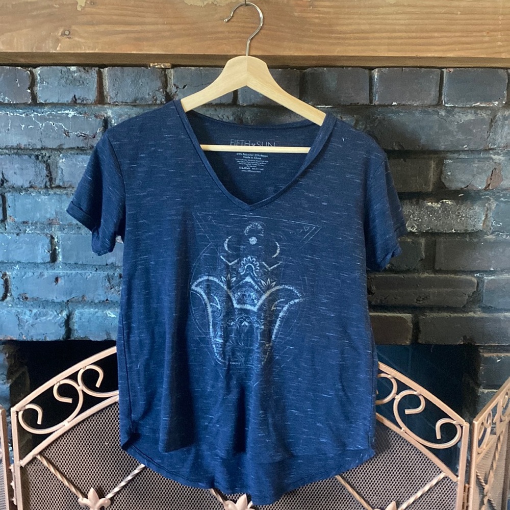 Navy Blue Heathered Boho Tee